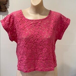 y2k Material girl lace pink crop top sz medium